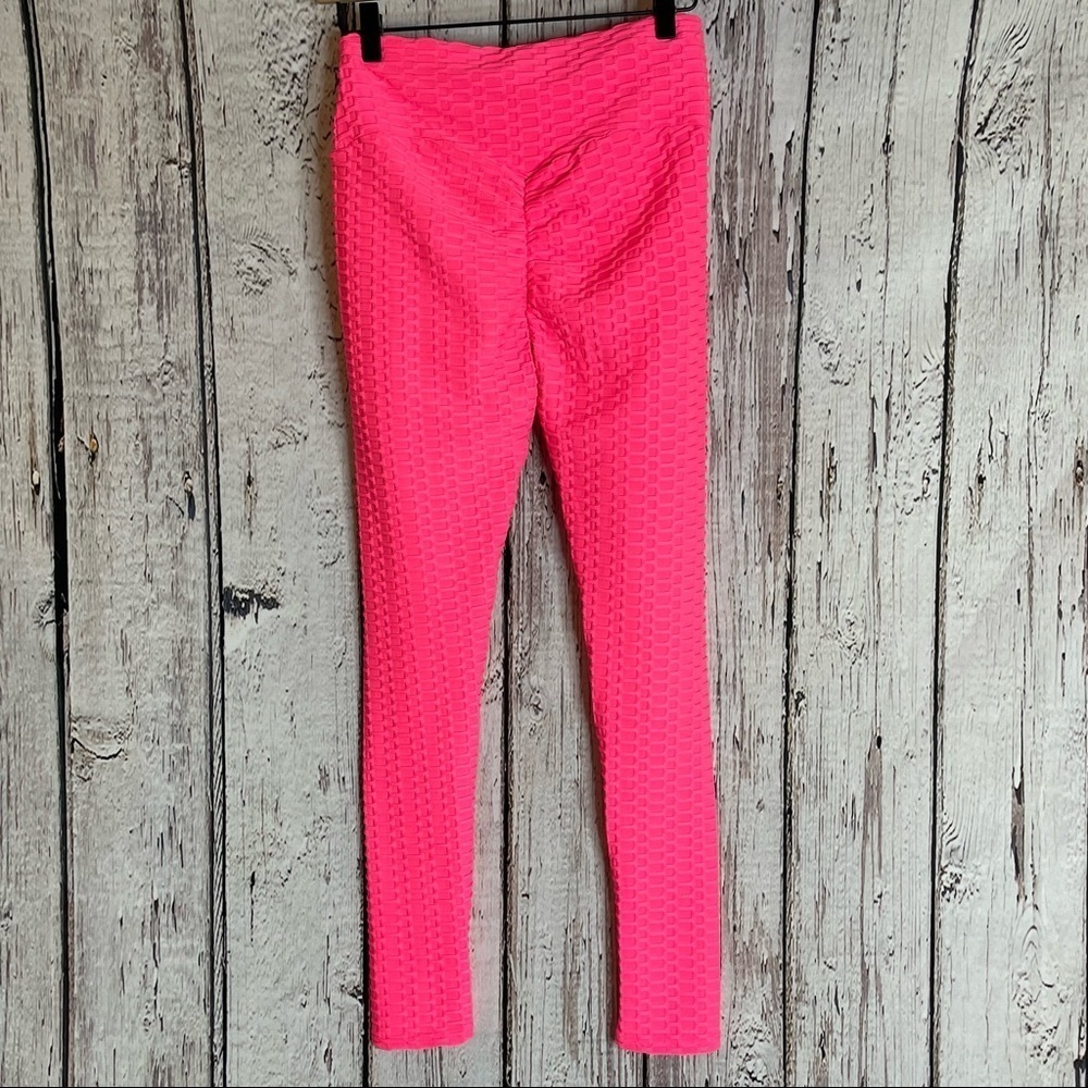 Pink Scrunch Leggings One Size / Medium Textured Booty Butt‎ Lift Compression - Picture 5 of 11